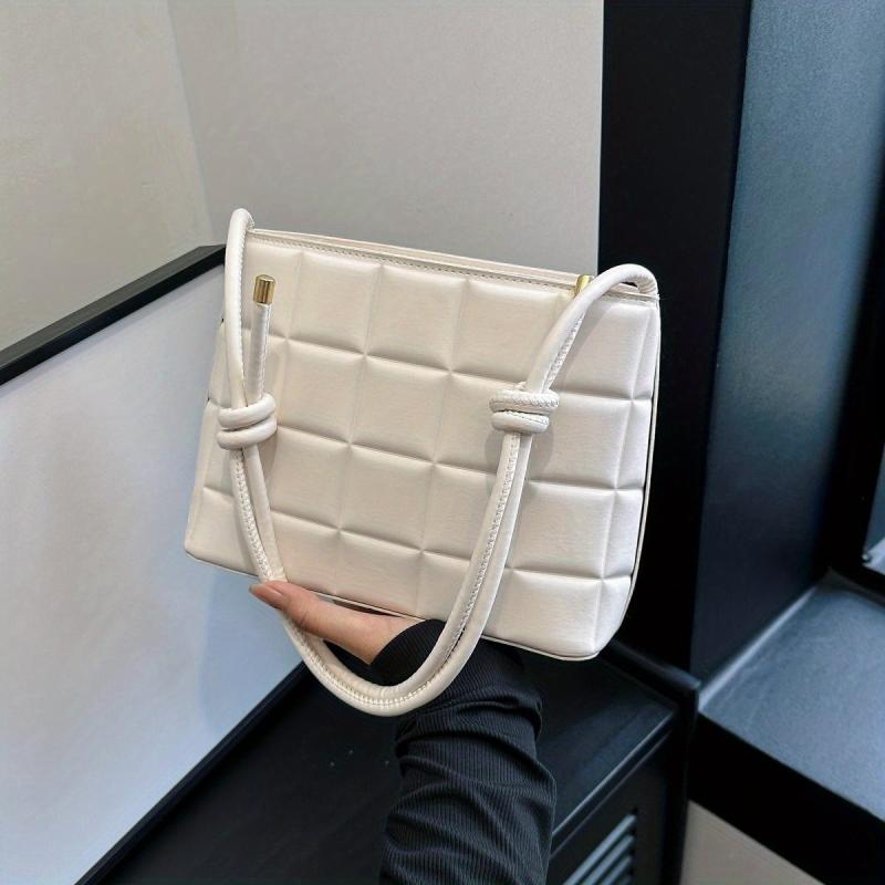 Underarm Bag PU Leather Textured Baguette Bag