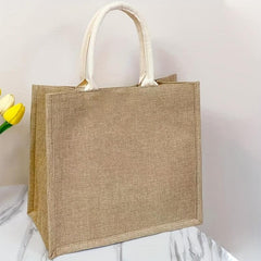 Flower Pattern Linen Tote Bag Large Capacity Shopping Bag