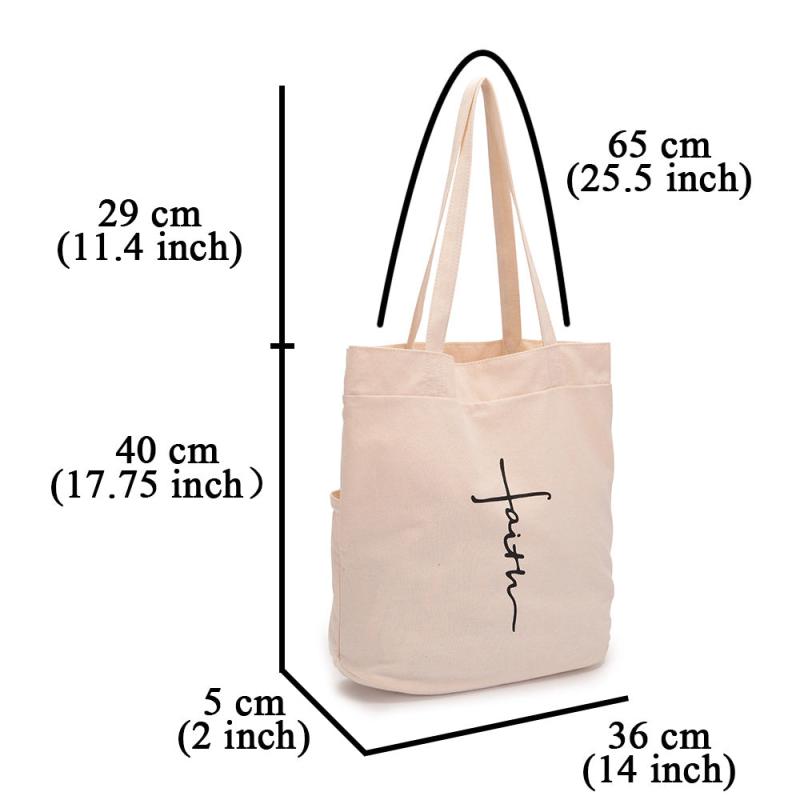 Large Capacity Letter Print Canvas Tote Bag