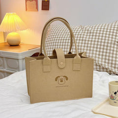 Animal Pattern Tote Bag Felt Handbag Women's Shoulder Bag Work School
