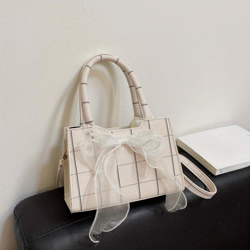 Plaid Crossbody Bag Canvas Top Handle Bag Purse Classic Shoulder Bag