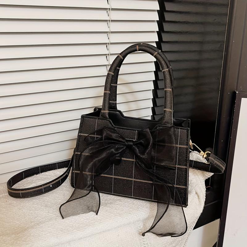 Plaid Crossbody Bag Canvas Top Handle Bag Purse Classic Shoulder Bag