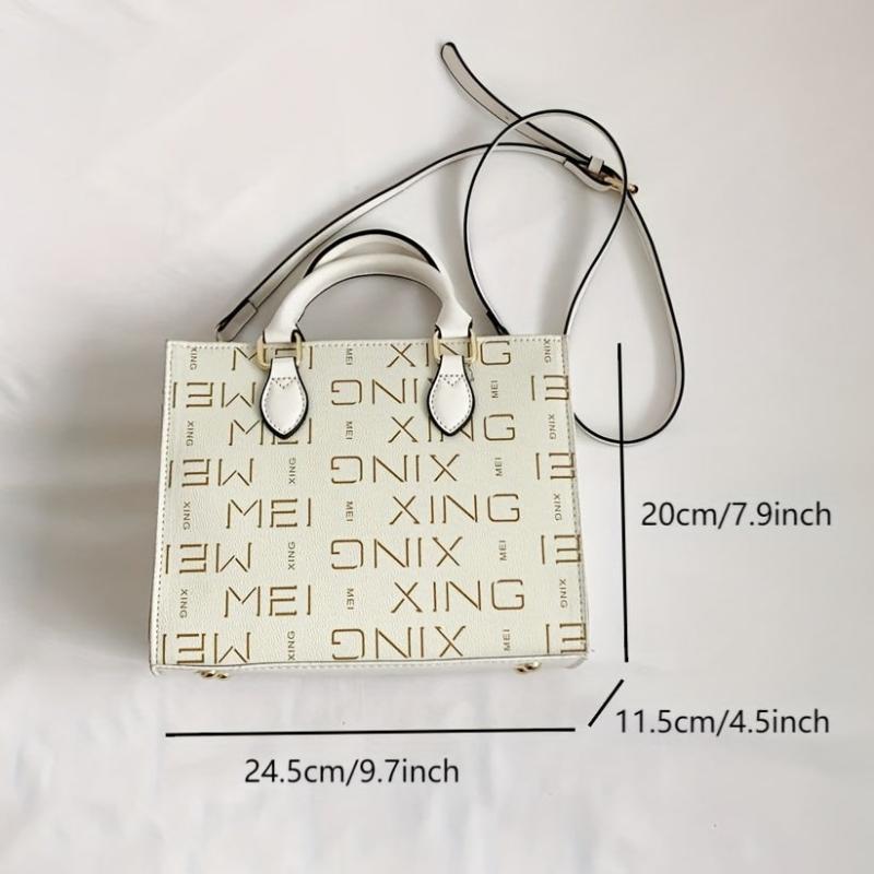 Vintage Letter Pattern Square Shoulder Bag Women's Crossbody Bag