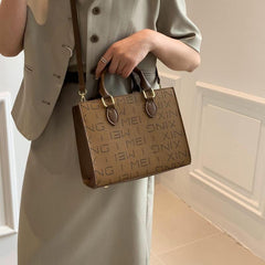Vintage Letter Pattern Square Shoulder Bag Women's Crossbody Bag