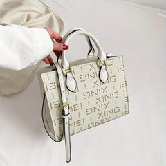 Vintage Letter Pattern Square Shoulder Bag Women's Crossbody Bag
