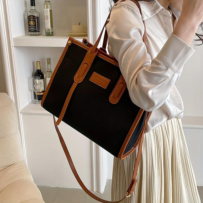 Large Canvas Crossbody Tote Bag for Work School