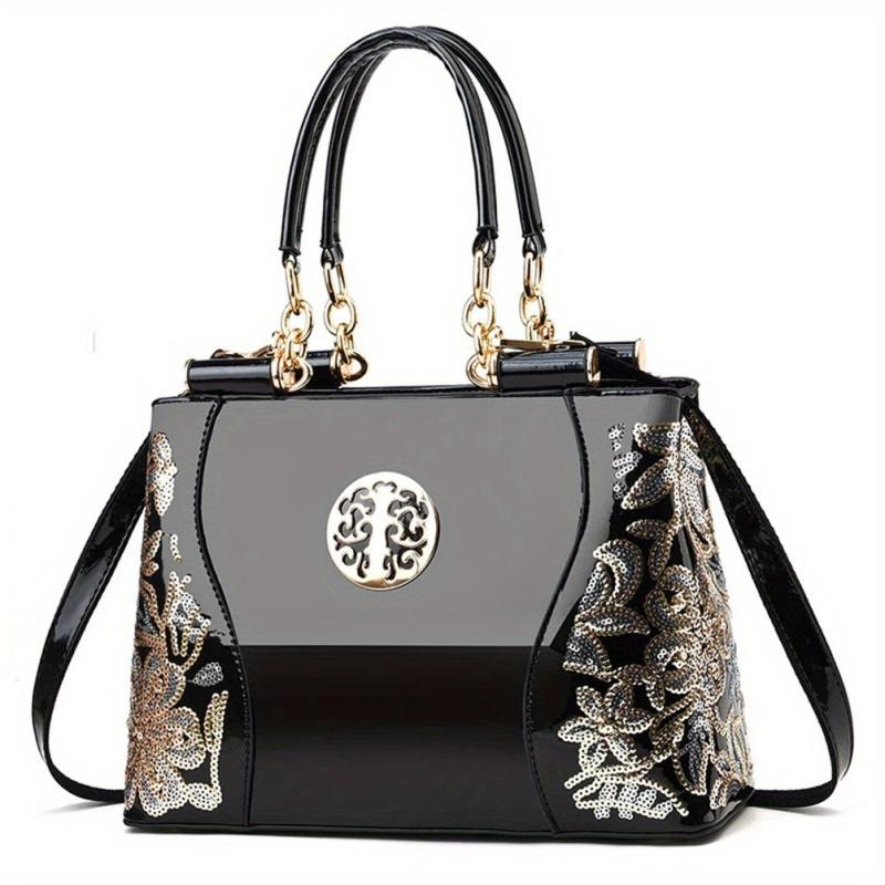 Sequins Flower Pattern Tote Bag Women's Handbag
