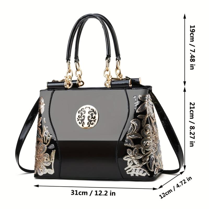 Sequins Flower Pattern Tote Bag Women's Handbag