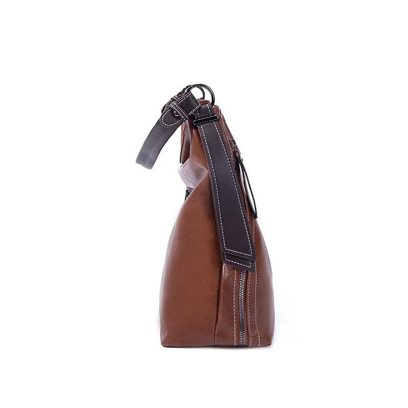 Retro Style Tote Bag Women's Handbag Faux Leather Zipper Shoulder Bag