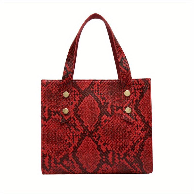 Snake Skin Pattern Square Handbag Stylish Classic Storage Bag