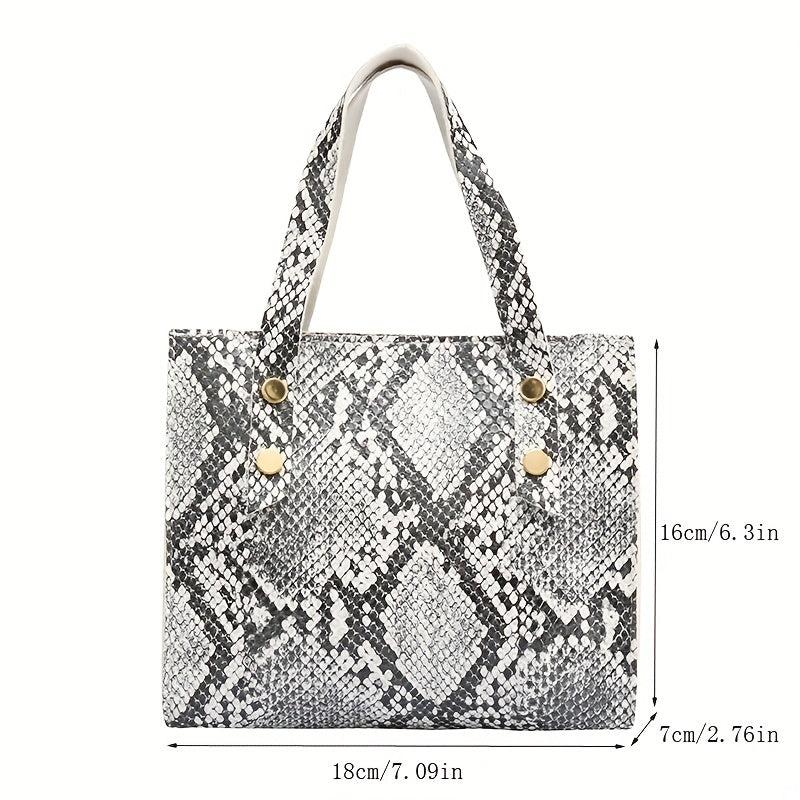 Snake Skin Pattern Square Handbag Stylish Classic Storage Bag