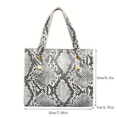 Snake Skin Pattern Square Handbag Stylish Classic Storage Bag