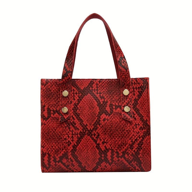 Snake Skin Pattern Square Handbag Stylish Classic Storage Bag