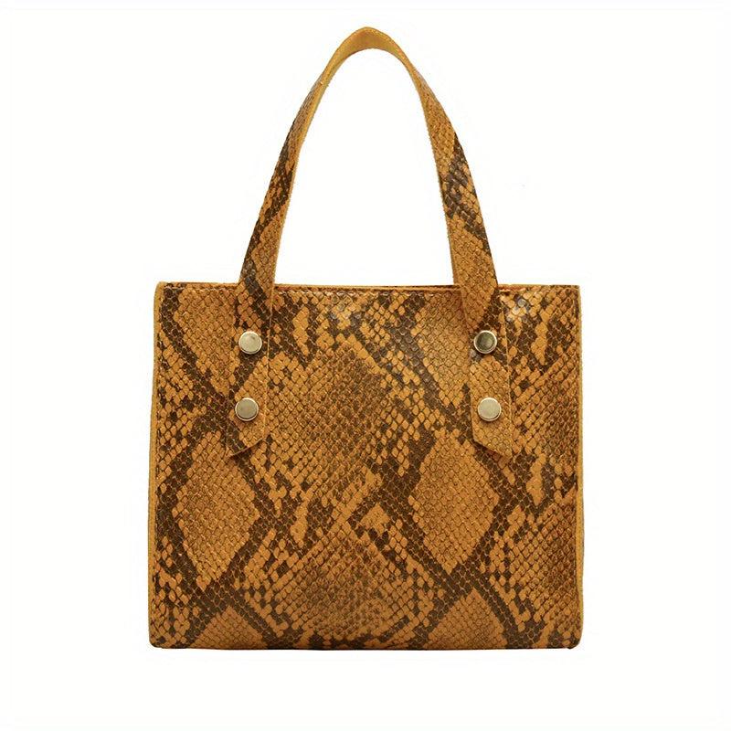 Snake Skin Pattern Square Handbag Stylish Classic Storage Bag