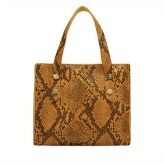 Snake Skin Pattern Square Handbag Stylish Classic Storage Bag