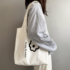 Floral Canvas Tote Bag Lightweight Shoulder Shopping Casual Commuter