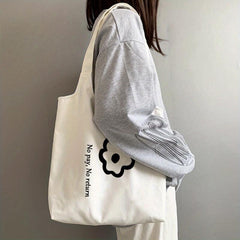 Floral Canvas Tote Bag Lightweight Shoulder Shopping Casual Commuter