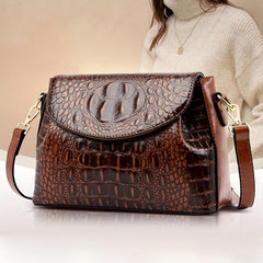 Vintage Crocodile Embossed Square Bag Classic Crossbody Bag