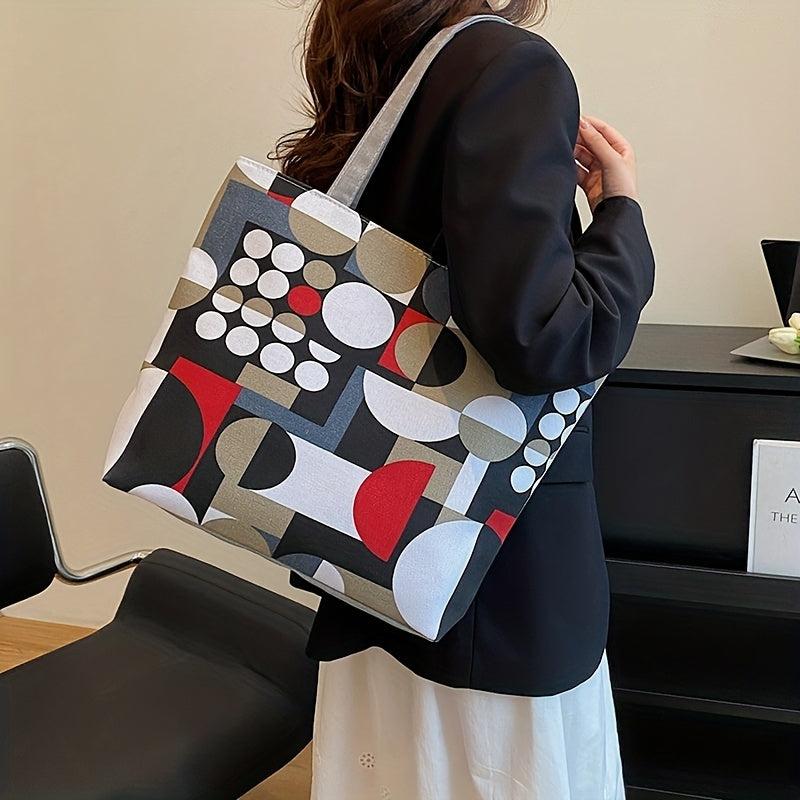 Flower Print Canvas Tote Bag Large Shoulder Bag