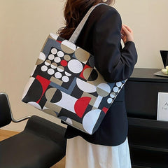 Flower Print Canvas Tote Bag Large Shoulder Bag