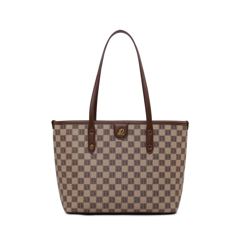 Plaid Print Zipper Tote Bag Large Capacity Versatile Hanbag Zipper Casual Bag
