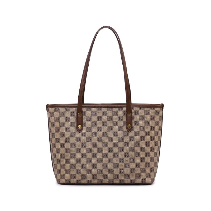 Plaid Print Zipper Tote Bag Large Capacity Versatile Hanbag Zipper Casual Bag