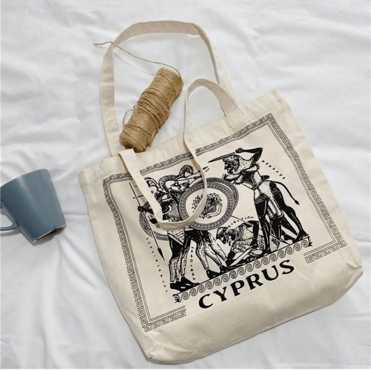 Vintage Greek Totem Graphic Tote Bag Canvas Shoulder Large Capacity Shopping