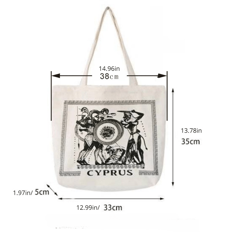 Vintage Greek Totem Graphic Tote Bag Canvas Shoulder Large Capacity Shopping
