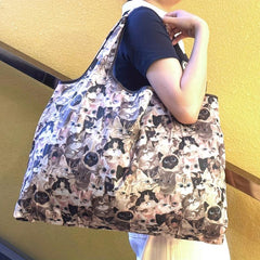 All Over Cats Pattern Shoulder Bag Foldable Storage Bag