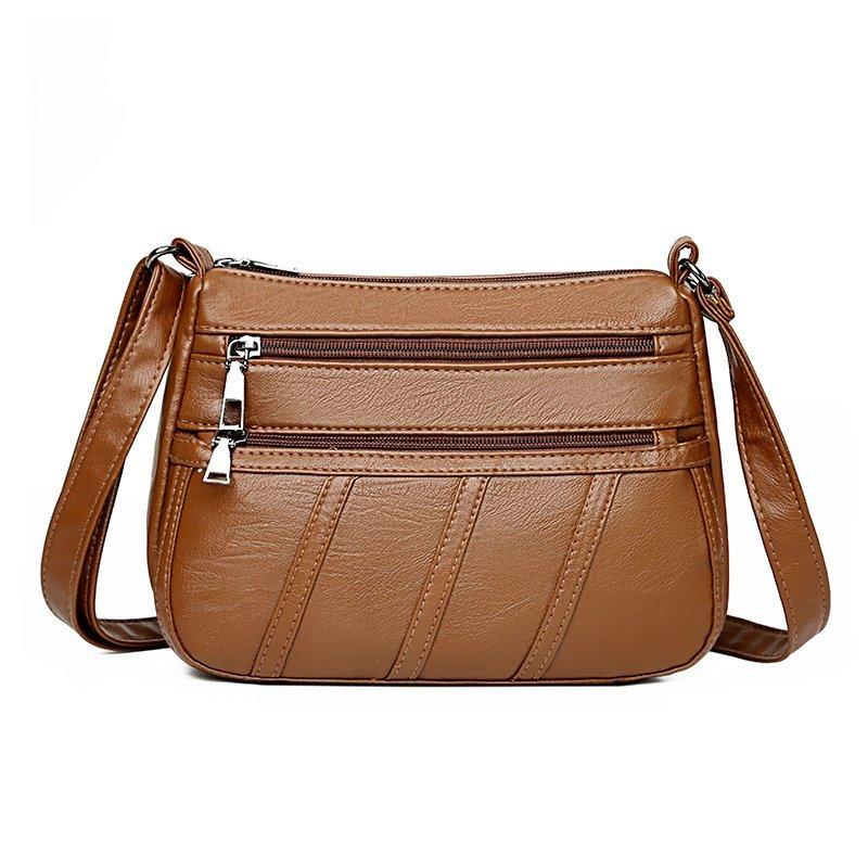 Vintage Crossbody Bag Women's PU Leather Zipper Purse