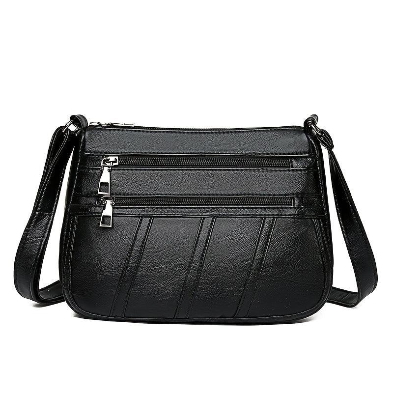 Vintage Crossbody Bag Women's PU Leather Zipper Purse