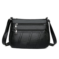 Vintage Crossbody Bag Women's PU Leather Zipper Purse