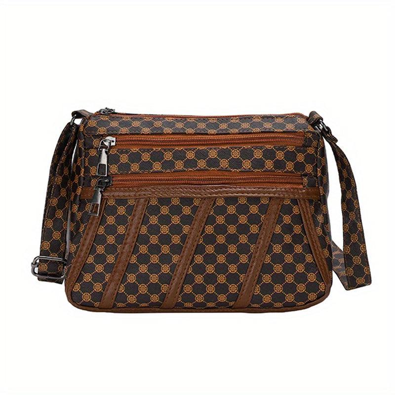 Vintage Crossbody Bag Women's PU Leather Zipper Purse