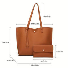 Classic Solid Tote Bag Large Capacity Hobo Bag Women's Casual Shoulder