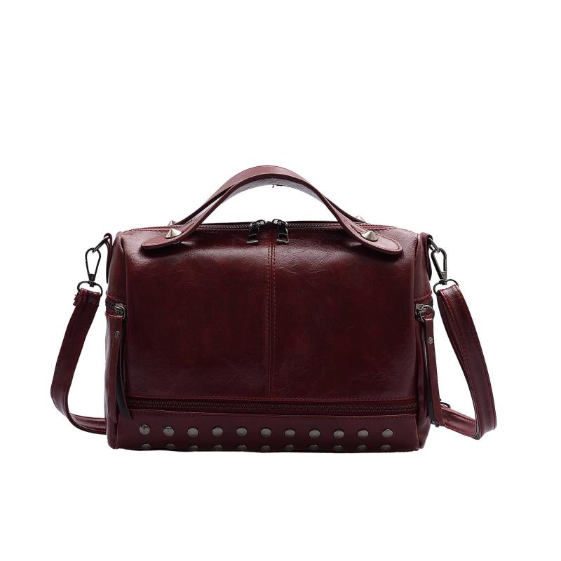 Vintage Shoulder Tote Bag Faux Leather Handbag Zipper Adjustable Strap