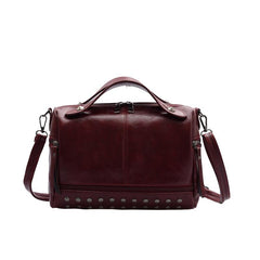 Vintage Shoulder Tote Bag Faux Leather Handbag Zipper Adjustable Strap