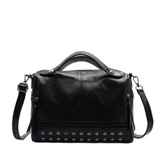 Vintage Shoulder Tote Bag Faux Leather Handbag Zipper Adjustable Strap