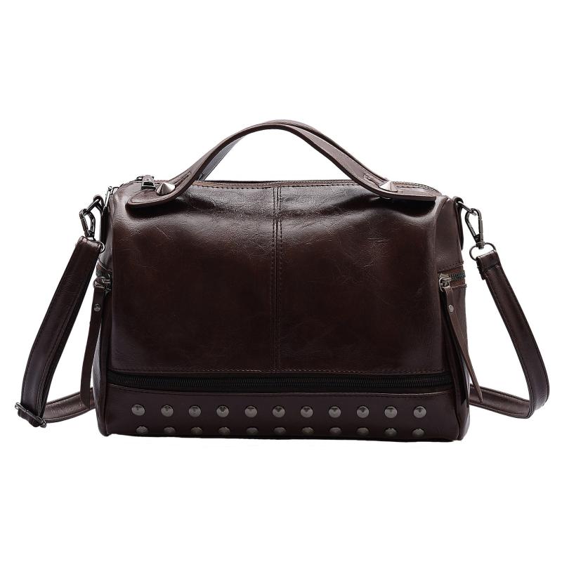 Vintage Shoulder Tote Bag Faux Leather Handbag Zipper Adjustable Strap