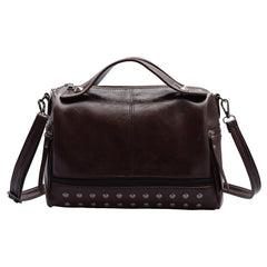 Vintage Shoulder Tote Bag Faux Leather Handbag Zipper Adjustable Strap