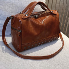 Vintage Shoulder Tote Bag Faux Leather Handbag Zipper Adjustable Strap