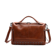 Vintage Shoulder Tote Bag Faux Leather Handbag Zipper Adjustable Strap