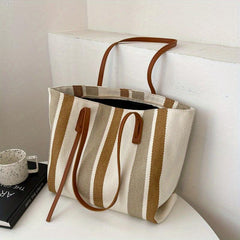 Striped Tote Bag Large Capacity for Work & School