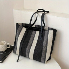 Striped Tote Bag Large Capacity for Work & School