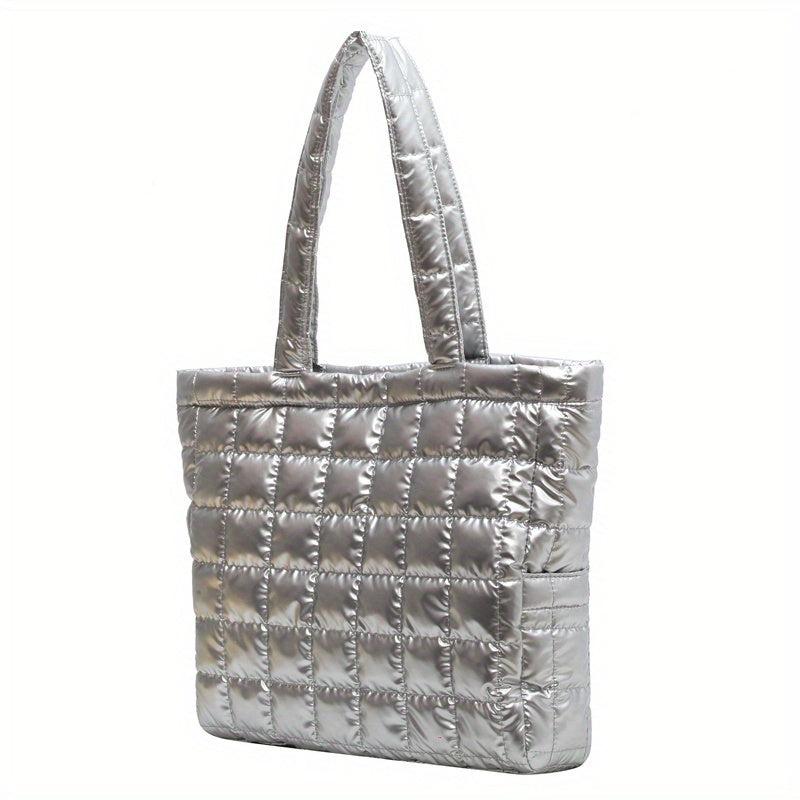 Quilted Puffer Tote: Minimalist Shoulder Bag