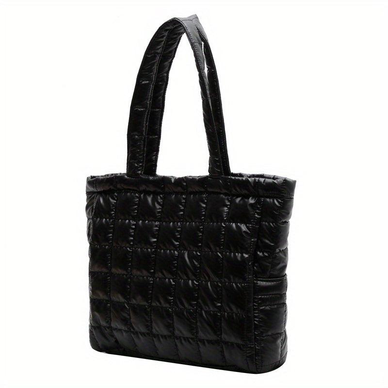 Quilted Puffer Tote: Minimalist Shoulder Bag
