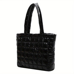 Quilted Puffer Tote: Minimalist Shoulder Bag