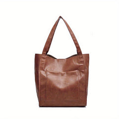 Vintage Faux Leather Tote Bag Classic Style Large Handbag for Women