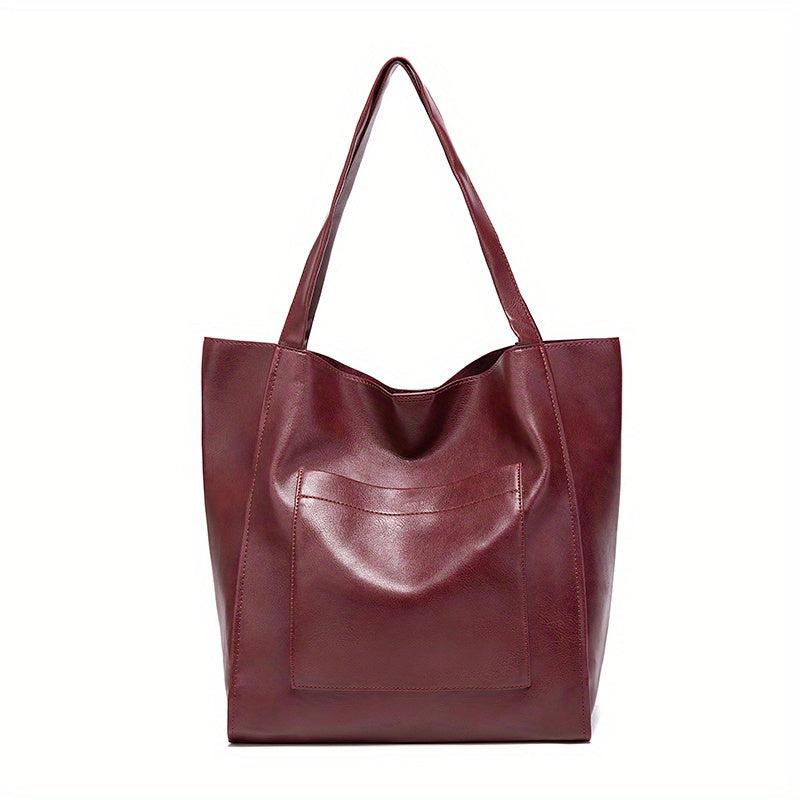 Vintage Faux Leather Tote Bag Classic Style Large Handbag for Women