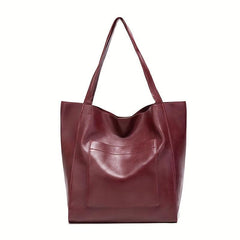 Vintage Faux Leather Tote Bag Classic Style Large Handbag for Women