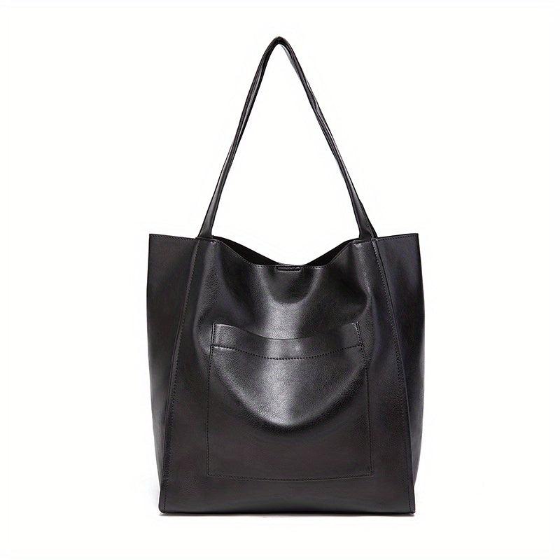 Vintage Faux Leather Tote Bag Classic Style Large Handbag for Women